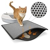 Blue Eyes Katzenklo Matte, Katzenmatte 40x60 cm, Katzenstreu Katzenklo Vorleger Unterleger Waben Design wasserdichte Doppelte Schichte Entwurf Bienenwabe Matte (Grau-6040)