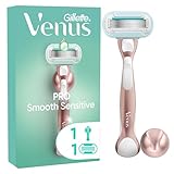 Gillette Venus Pro Smooth Sensitive Damenrasierer für empfindliche Haut, 1 Ersatzklingen, langlebiges Metallhandstück und Duschhalterung