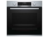 Bosch HBA537BS0 Serie 6 Einbau-Backofen, 60 x 60 cm, EcoClean Direct Reinigungshilfe, AutoPilot 10 10 Automatikprogramme, 3D Heißluft Backen auf 3 Ebenen, LCD-Display, Versenkknebel, Kindersicherung