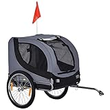 PawHut Hundeanhänger Fahrradanhänger Hundetransporter Hunde Fahrrad Anhänger Grau+Schwarz 130 x 73 x 90 cm