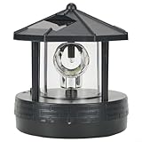 Solar Rotierender Leuchtturm, LED Solar Leuchtturm, für 360 Grad drehbarer Rasen Licht, runde Unterseite Außenturmlampe, Garten Wasserdicht Straßenlaterne, für Außen, Landschaft (Schwarz)