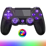 Bonacell RGB Wireless Controller für Ps4, Dual Vibration Kabellose Gamepad mit Turbo und 3.5mm Audio Jack/LED/Touch Pad für P4/Pro/Slim/Pc