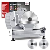 200Watt Elektrischer Allesschneider Edelstahl - Verstellbare Küchenmaschine 0 bis 15mm - 2 Klingen - Wurstschneidemaschine - Brotschneidemaschine, Schinkenschneider, Elektrisches Messer Fleisch & Käse