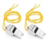 Trillerpfeife, Edelstahl Sportpfeifen 2 Stück Pfeife, Profi Whistle Schiedsrichter Pfeife Set mit Schlüsselband für Schulsport, Fußball Schiedsrichter, Hundetraining, Sportunterricht