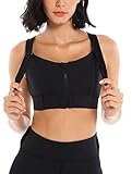 SEAUR Sport Bustier Damen Gepolstert Yoga BH ohne Bügel Starker Halt Große Brüste Sports Bra Fitness Joggen Top Vorderverschluss Verstellbarer Schultergurt - L