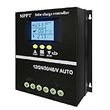 Emiif MPPT Solarladeregler, 100 A, 12 V, 24 V, 36 V, 48 V, LCD-Display, Akku, intelligenter Regler, max. 100 V Eingang, Dual-USB für Blei-Säure/Lithium (90 A)