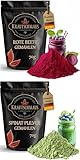 70g Rote Beete Pulver, 70g Spinatpulver von Krautschmaus, für Desserts, Smoothies, Milkshakes und Joghurts, zum Kochen, getrocknet, gemahlen, intensive Farbe, natürliche Lebensmittelfarbe, je 70g