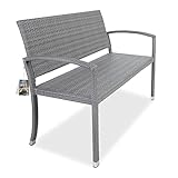 Casaria Gartenbank Polyrattan Wetterfest UV-beständig 122x90x58cm 320kg Belastbar Garten Terrasse Balkon Bank Sitzbank Gartenmöbel 2-Sitzer Grau