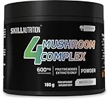 SKILL Nutrition 4 Mushroom Complex | 180 g | Extrakte aus Löwenmähne, Reishi, Chaga, Cordyceps | Standardisierte Pilzextrakte | Natürliche Unterstützung für Vitalität & Wohlbefinden