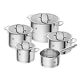 ZWILLING TrueFlow Kochtopfset, 5-teilig, Mit integriertem Sieb im Glasdeckel, Induktionsgeeignet,unbeschichtet, Edelstahl