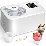 Acmeenjoy Eismaschine mit Kompressor 1,2L, Eismaschine Selbstkühlend 110W, mit Entnehmbarem Eisbehälter, inkl. Rezeptheft/Eisportionierer/Messzylinder mit Skala