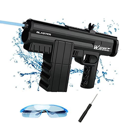 HLJS Automatische Wasserpistole Elektrisch für Erwachsene und Kinder, 400 ml hoher Kapazität, 6-8 Meter Reichweite, Wasserpistole Spielzeug für Sommer-Swimmingpool-Party-Strand (schwarz)