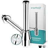 Engelbach® Siphon Waschbecken mit Reinigungsöffnung - Universal Tassensiphon 1 1/4 - Abflussrohr, Flaschensiphon, Syphon inkl. Gummimanschette und Anleitung