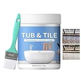 Generisch 500g Badewannenlack, Weiß Emaille Reparatur Lack, Wasserbeständige Badewannenfarbe mit Pinsel, Schnelltrocknendes Wasserfester Fliesenlack für Waschbecken Bad, Fliesenlack, Aufarbeiten