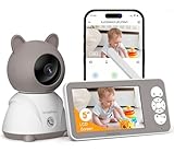 Babyphone mit Kamera und App 2K/3MP - 5 Zoll WLAN Baby Monitor PTZ 360° IR Nachtsicht 2-Wege-Audio, Automatische Verfolgung, Weinen/Bewegungs/Geräusch-Erkennung Temperaturüberwachun