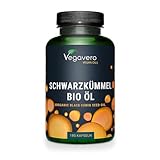 BIO Schwarzkümmelöl Kapseln | Keine Gelatine | 1000 mg ägyptisches Schwarzkümmelöl BIO | 550 mg Linolsäure + 15 mg Thymoquinon | Deutsche Produktion von Vegavero® | Nigella sativa | 180 Kapseln