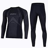 BRUBECK Set Funktionshose + Funktionsshirt Langarm Herren I Sport Funktionswäsche I Base Layer I Sportshirt Langarm I Outdoor I Gr. XL I Schwarz I Dry I LS10180 + LE10160