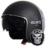Jethelm Helm Motorradhelm RALLOX 588 Skull Größe XL matt schwarz mit Sonnenvisier