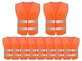 Anlising Warnweste,10PCS Orange Reflektierende Sicherheitswesten,360 Grad Reflektierenden Streifen Weste, Auto Reflektorweste,Neon Orange Reflektierend Warnweste, für Fahrern,Arbeitskräften,Erwachsene