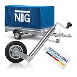 NTG Stützrad für Anhänger | Vollgummireifen | 150kg Stützlast | 46 bis 68 cm höhe | verzinkter Stahl | mit und ohne Klemmhalter | Stützrad | Wohnwagen | Anhänger 750kg (Stützrad)