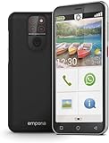 emporiaSMART.5 Mini, Seniorenhandy, 4G Volte, Senioren Smartphone ohne Vertrag, Mobiltelefon mit Notruftaste, 4,95-Zoll-Display, Android 13, 13 MP Kamera, Schwarz, E5m 001