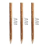 BOGATECO 3 x Haselnuss Staketenzaun Pfosten | Höhe 120 cm | Angespitzte Holz-Pfahl | 3-teiliges Set für einen 500 cm langen Gartenzaun Zaunpfosten Hozpflock Holzzaun Zaunpfähle Holzpfosten rund