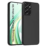 HuwaiH Handyhülle für Samsung Galaxy S21 Ultra 5G Hülle, Anti-Schock, Antikratzer, Anti-Rutsch Schutzhülle, Unterstützt kabelloses Laden, Anti-Fingerabdruck Case für S21 Ultra 5G(Schwarz)