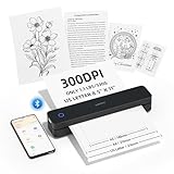 HPRT Tragbare Drucker, kabellos, für Reisen, unterstützt 21,6 x 27,9 cm US-Buchstaben, Bluetooth-Thermodrucker, kompatibel mit iOS, Android und Laptop, Tintenloser mobiler Drucker für Büro, Zuhause,