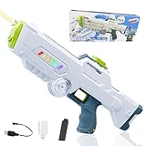 Elektrische Wasserpistole mit Akku,Spritzpistolen 450ML Extra-Tank Wasserspritzpistole Reichweite 7-10M für Kinder und Erwachsene,Automatik Wasser Spielzeug Pistolen mit LED-Lichter für Outdoor (01)