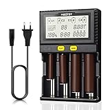 AUKSKY 18650 Akku Ladegerät, Universal Smart Baterieaufladegerät mit LCD-Display für Akkus NI-MH, NI-Cd, AA, AAA, 14500, 18350, 21700, 26650, Li-Ion LiFePO4, RCR123A (4 Steckplätze)