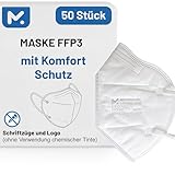 50 FFP3 Mund- und Nasenschutz Maske mit EC Zertifizierung, 5 Lagige Maske ohne Ventil, Staub- und Partikelschutzmaske, medizinische Schutzmaske mit hoher PFE-Filtereffizienz ≥ 99, 50 Atemschutzmaske