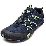 Littleplum Wanderschuhe Jungen Trekkingschuhe Kinder Barfußschuhe Atmungsaktiv rutschfest Outdoorschuhe Traillaufschuhe(Blau Grün,37EU)