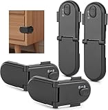 REDTRON Kindersicherung Schrank mit Doppeltem Sicherheitsschalter (4 Pack, Schwarz), kindersicherung kühlschrank mit 3M-Kleber, Schranksicherung Baby, Keine Werkzeuge erforderlich, Einfache Montage