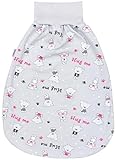 TupTam Unisex Baby Strampelsack mit breitem Bund Unwattiert, Farbe: Bärchen Hug me Pink Grau, Größe: 0-6 Monate
