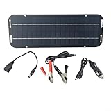 60 W 12 V Solar-Autobatterie-Erhaltungsladegerät, Autobatterie-Wartung, 60 W tragbares amorphes Solarmodul-Power-Backup-Kit mit Clip für Auto, Wohnmobil, Wohnwagen, Van, Boot