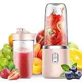 LYPPUL Tragbarer Mixer, Portable Blender, 400ml Smoothie Maker für Smoothies und Shakes, USB Smoothie Maker to Go mit 6 Klingen, Mini Mixer mit Ersatzbecher für Auto Sport Küche Fitnessstudio Reisen