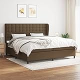 HOMEELIKE Boxspringbett mit Matratze Dunkelbraun 200x200 cm Stoff