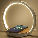 VOSFEEL Nachttischlampe mit ladefunktion, Touch Dimmbar Nachtlicht Wireless Charger 15W, LED Tischlampe mit 3 Stufige Helligkeit für Schlafzimmer Wohnzimmer Büro