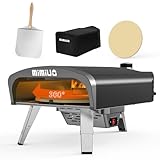 Mimiuo Gas Pizzaofen mit Drehfunktion für den Garten, Tragbarer Pizza Ofen Outdoor mit 33cm Runden Pizzastein und Pizzaschaufel, Schwarz (Globales Patent)