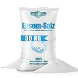 Epsom Salz 30kg | Epsom Salz Badesalz 30g | Bittersalz Magnesiumsulfat | Pharmaqualität Badesalz - 100% Rein | Natürliches Salz (25kg + 5kg)