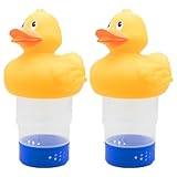 Duck Chlorine Floater Fits 1' and 3' Tabletten - 2 Stück Chlordosierschwimmer, Schwimmende Chlorspender, Karikatur Ente Pool Chlor Floater, Einstellbaren Chlortabletten Halter für Schwimmbad, Aquarien