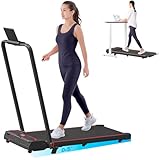 Laufband für Zuhause mit Neigung, 2 in 1 Walking Pad, 10 km/h Klappbar Laufband mit Steigung, 2.5HP Under Desk Schreibtisch Treadmill für Zuhause & Büro, Fernbedienung, Keine Installation (Rot)