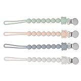 Schnullerkette für Babys, Zange mit Perlen, Schnullerkette aus Silikon, 23,6 cm lang, 4-teilig für Beißringe