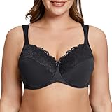 MELENECA Damen BH mit Bügel Spitze Klassischer Große Größen Minimizer BH Schwarz 95H