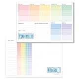 paper&you® A5 Wochenplaner Block [Rainbow] 50 Seiten inkl. Notizblock auf der Rückseite - klimaneutral und nachhaltig