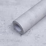 Grau Tapete Selbstklebende Hellgrau Selbstklebend Betonoptik Graue Betonzement Tapeten Abziehen 3d Beton Klebetapete Möbelaufkleber Vinyl Folie Matt Klebefolie Wandfolie für Badezimmer 40CM×3M