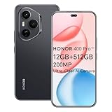 HONOR 400 Pro Smartphone 5G 512GB/12GB RAM, 200MP Ultra-Klare AI Kamera, 6,7 Zoll AMOLED Display 120Hz 5000Nits, Snapdragon 8 Gen 3, 5170mAh Akku, IP68 und IP69, Dual-SIM, NFC, Android 15, Schwarz