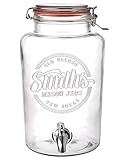 Smith's Mason Jars 5 Liter Getränke oder Wasserspender mit Edelstahl Zapfhahn, herausnehmbaren Netzfiltern, ideal für Limonade, selbstgemachte Getränke, frisches Obst und Kräuter (ohne Ständer)