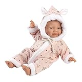 Llorens 1063302 Puppe mit blauen Augen und weichem Körper, Babypuppe inkl. rosa Outfit und Schnuller, 32cm