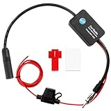 Autoradio Antennenverstärker 12V Universell FM Antennenverstärker mit Hoher Verstärkung (25dB) Geringes Rauschen Kleber und Roter Clip für Auto FM Radio Antenne